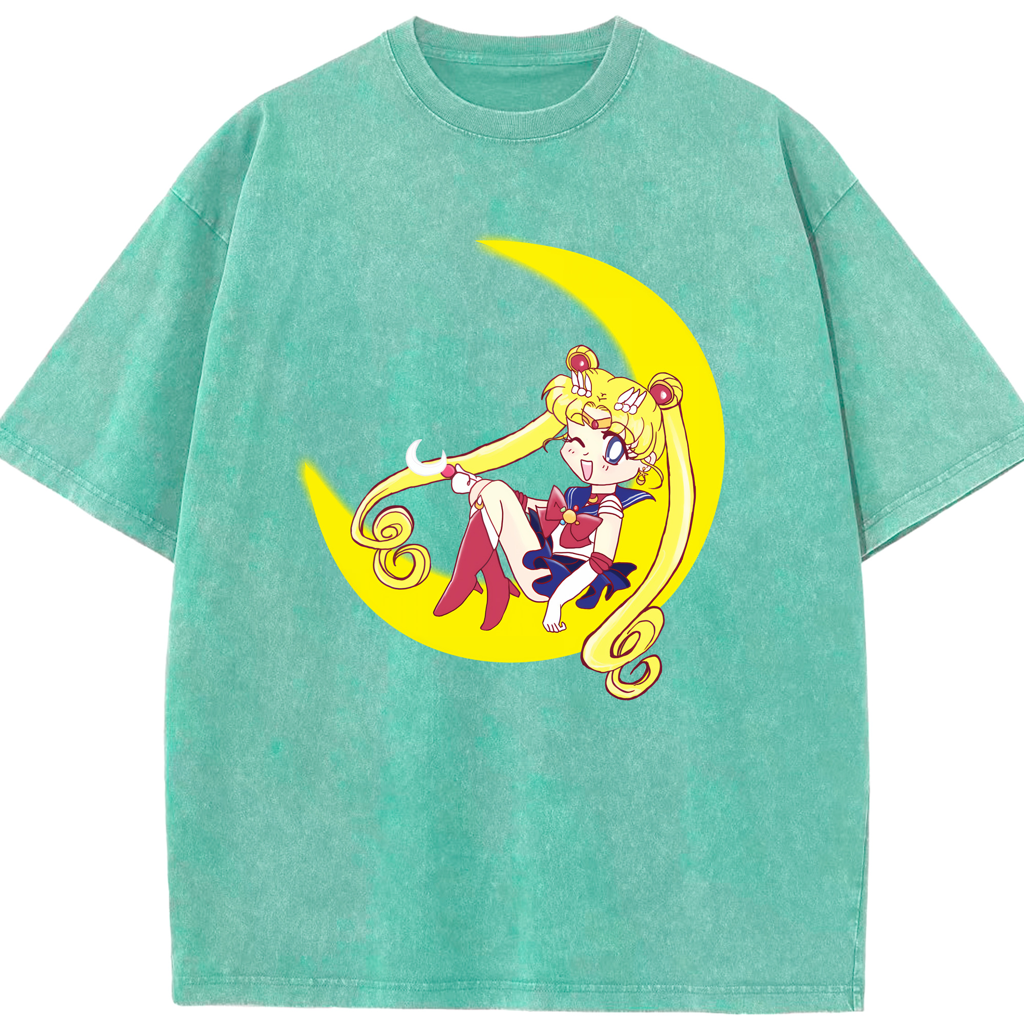 （画像用） 美少女戦士セーラームーン 月野 うさぎ つきの うさぎ Sailor Moon Tsukino Usagi 綿100% ヴィンテージ風 半袖Tシャツ（フロントプリント）